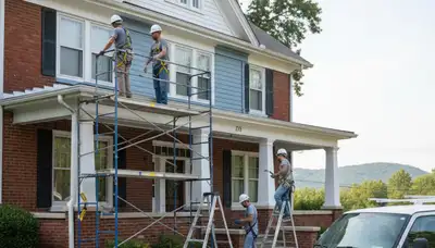 Painting contractors in Knoxville, TN completing professional residential exterior painting work