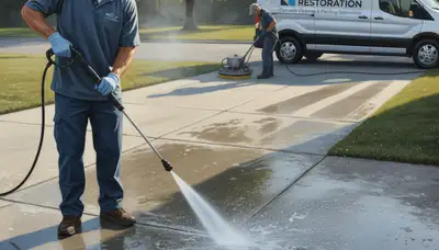 Concrete pressure cleaning service in Knoxville, TN for driveways, patios, and walkways