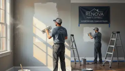 Knoxville, TN drywall repair by Paint Pros, fixing cracks and holes on a residential wall