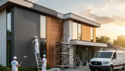 Knoxville, TN painters applying exterior house paint for durable weather protection