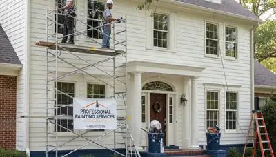 Painting contractors in Knoxville, TN preparing a residential exterior for painting