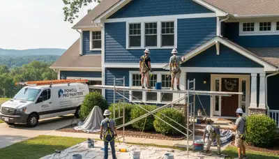 Knoxville, TN painting contractors on a residential exterior painting job