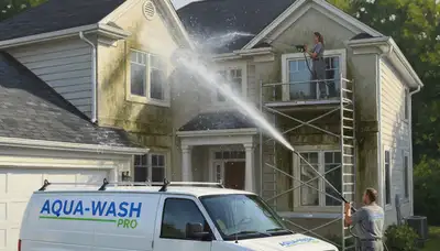 Pressure cleaning service in Knoxville, TN removes grime and algae from a home exterior