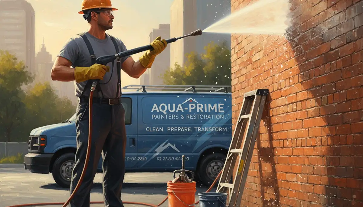 Pressure cleaning exterior by Knoxville Paint Pros in Knoxville, TN to remove grime and algae