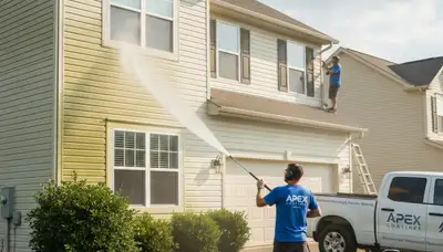 Vinyl siding pressure cleaning in Knoxville, TN for mold, mildew, and dirt removal
