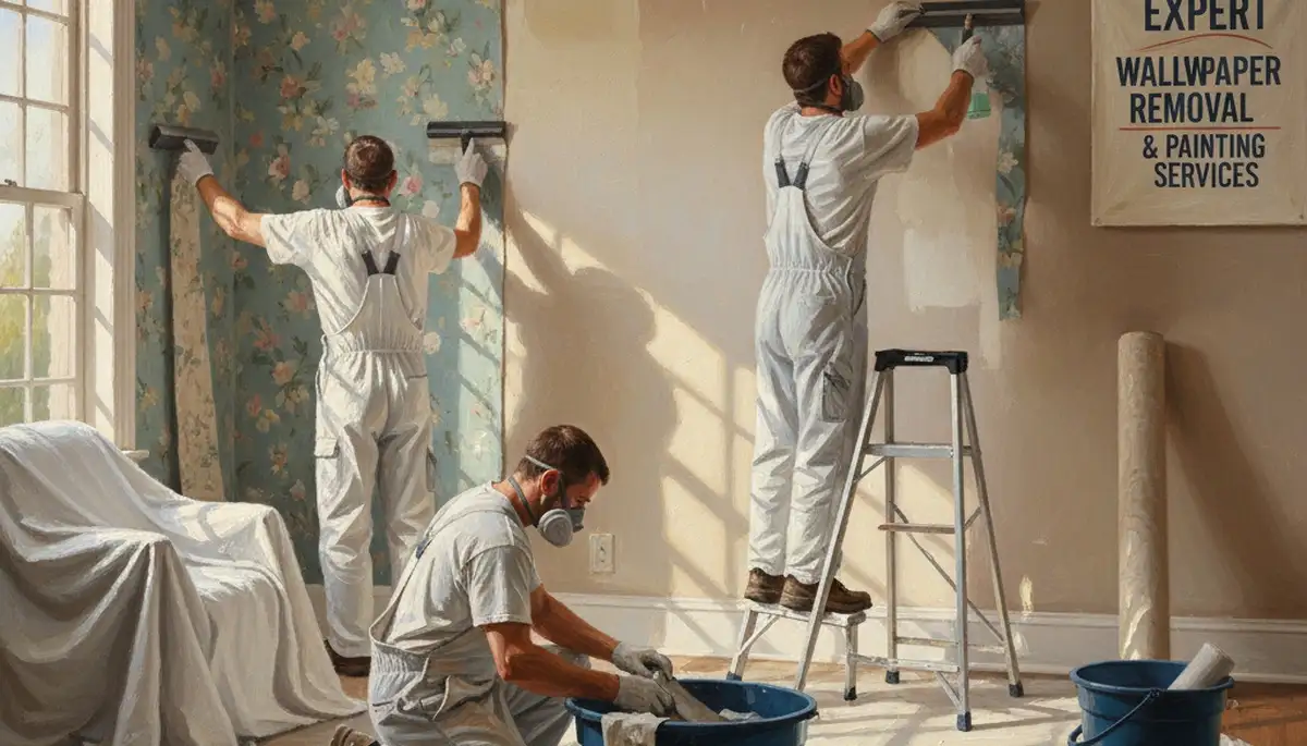 Knoxville, TN wallpaper removal by professional painters in a home interior